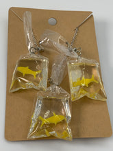 Load image into Gallery viewer, Fish in a Bag Earrings &amp; Earring Necklace Set
