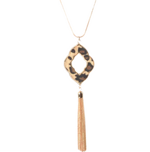 Load image into Gallery viewer, Long Sweater Chain Animal Print Leopard Pendant w/ Tassel Necklace
