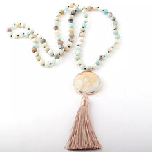 Load image into Gallery viewer, Bohemian Natural Stone Pendant &amp; Tassel Necklace
