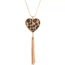 Load image into Gallery viewer, Long Sweater Chain Animal Print Leopard Pendant w/ Tassel Necklace
