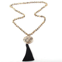 Load image into Gallery viewer, Bohemian Natural Stone Pendant &amp; Tassel Necklace
