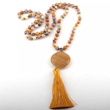 Load image into Gallery viewer, Bohemian Natural Stone Pendant &amp; Tassel Necklace
