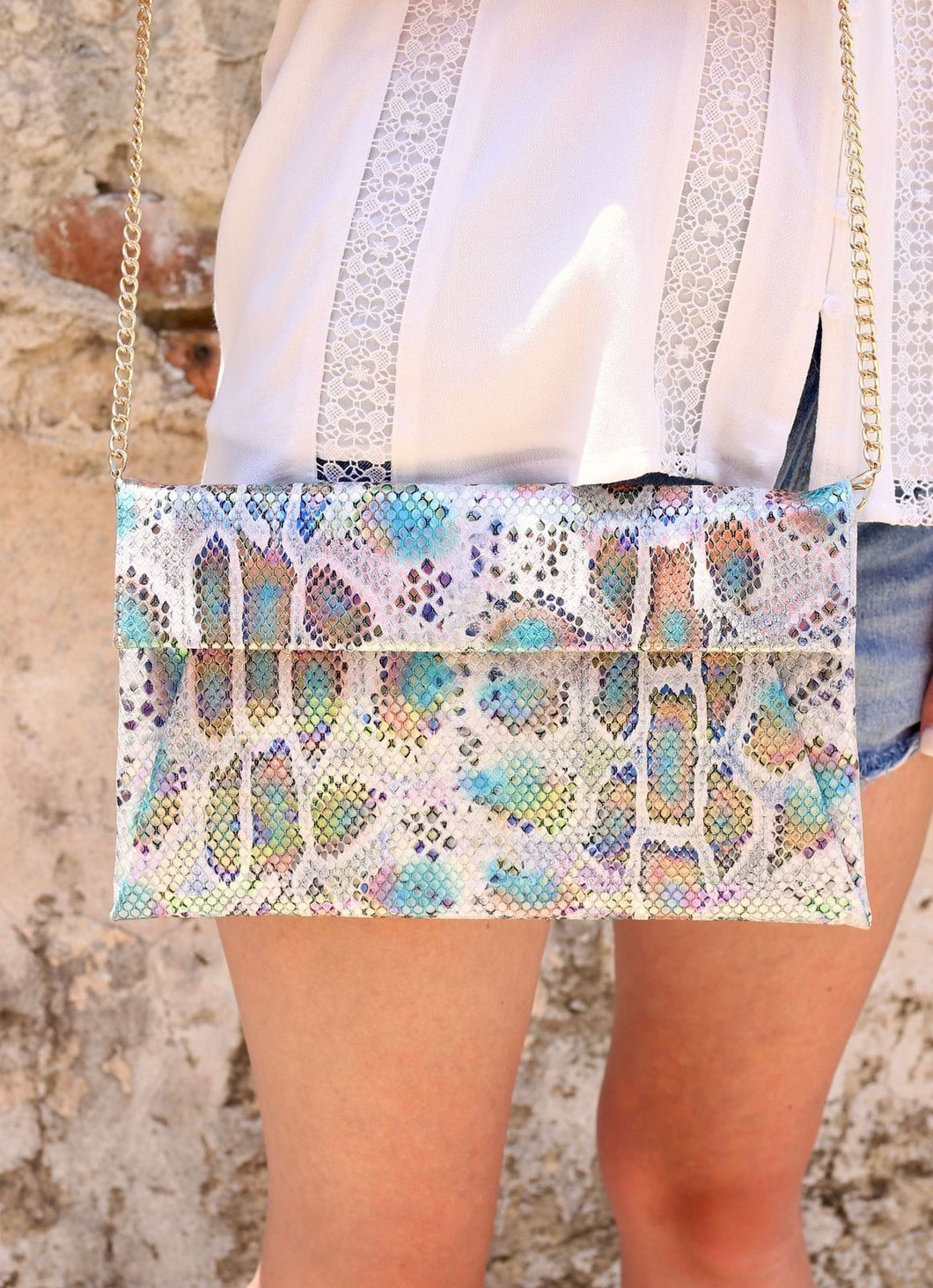 Rena Flat Envelope Crossbody w/ chain strap