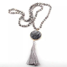 Load image into Gallery viewer, Bohemian Natural Stone Pendant &amp; Tassel Necklace
