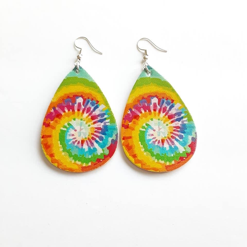 Swirl Tye Dye Tear Drop Earrings